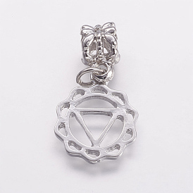 Alloy European Dangle Charms, Large Hole Pendants, Chakra, Manipura