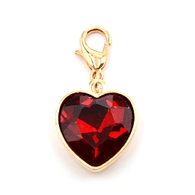 Decoraciones colgantes de cristal de corazón, con broches de langosta de la aleación de la garra
