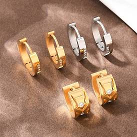 304 серьги-кольца из нержавеющей стали с прозрачным кубическим цирконием, с 316 ушными шпильками из хирургической нержавеющей стали, ионное покрытие (ip)