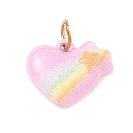 304 colgantes de esmalte de acero inoxidable, corazón con amuletos de estrellas