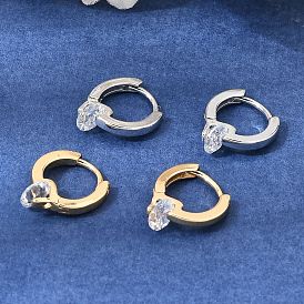 Серьги-кольца из латуни с цирконием, круглые
