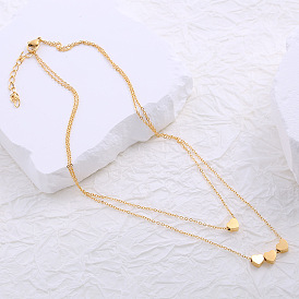 Минималистичные двухслойные ожерелья из нержавеющей стали с подвеской в форме сердца для женщин