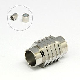 304 Stainless Steel Magnetic Clasps with Glue-in Ends, Column, 20x12mm, Hole: 8mm