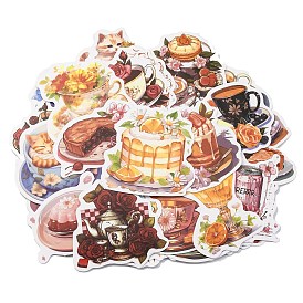 Afternoon Tea 50Pcs Paper Scrapbook Stickers, for DIY Album Scrapbook, Diary Decoration