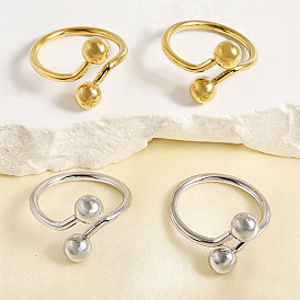 304 открытые кольца-манжеты из нержавеющей стали для женщин, круглый шар