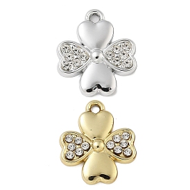 Alloy Rhinestone Pendants, UV Plated, Clover