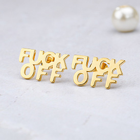 Rose Gold Fuck Off Earrings for Women - Simple and Versatile Design
