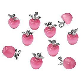 10 pcs pomme gemme pendentif à breloque cristal quartz guérison pendentifs en pierre naturelle boucle en argent rose pour bijoux collier boucle d'oreille fabrication d'artisanat