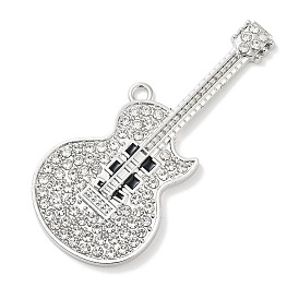 Alloy Rhinestone Big Pendants with Enamel, Guitar