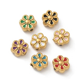 Ионное покрытие (ip) 304 шарики из нержавеющей стали, с эмалью, реальный 18 k позолоченный, цветок