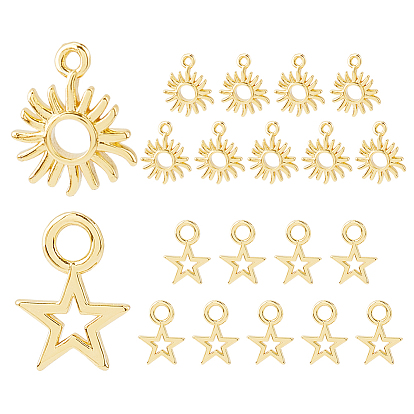 20 шт 2 стили латунные подвески, Солнце и звезда, без свинца, без никеля и без кадмия