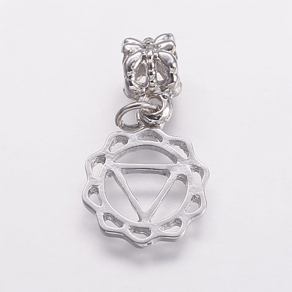 Alloy European Dangle Charms, Large Hole Pendants, Chakra, Manipura