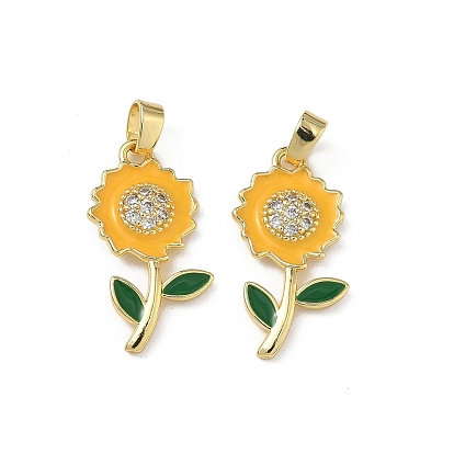Латунные микро проложить кубического циркония подвески, с эмалью, очарование подсолнуха