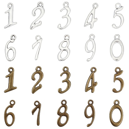 Tibetan Style Alloy Pendant Sets, Including Number 0~9
