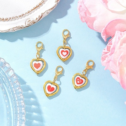 Подвеска в форме сердца из акрила, Сплав с застежками когтя омара