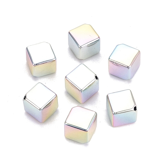 Непрозрачные акриловые бусины с УФ-покрытием, радужный, кубические