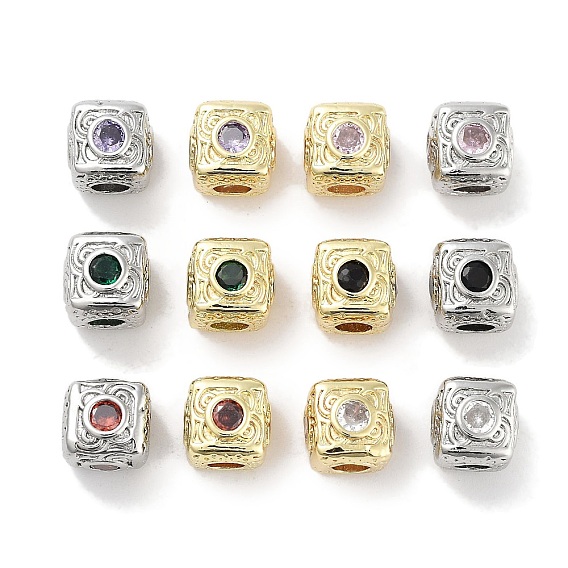 Латунные микро проложить кубического циркония бусы, без кадмия, без никеля и без свинца, настоящий 18k позолоченный/платиновый, кубические