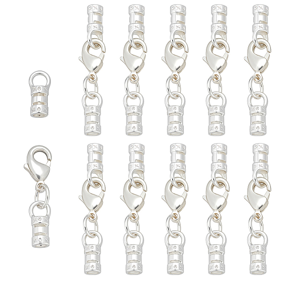 12шт. латунные наконечники шнура, с латунными карабин-лобстерами 