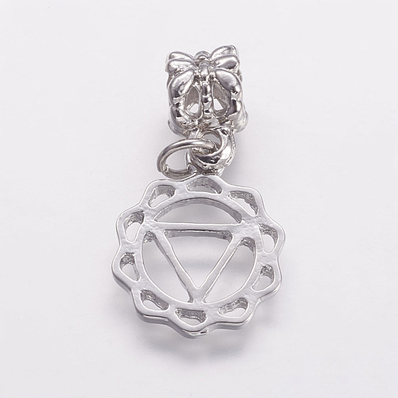 Alloy European Dangle Charms, Large Hole Pendants, Chakra, Manipura