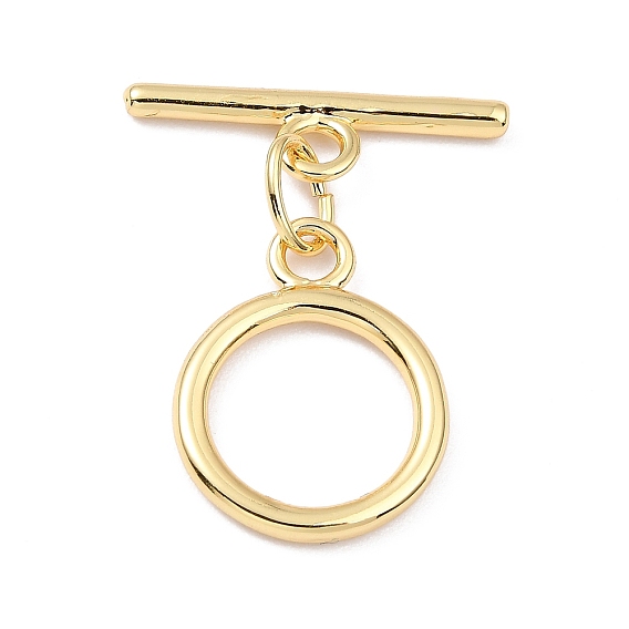Rack Plating Brass Toggle Clasps, Cadmium Free & Lead Free, Long-Lasting Plated, Ring