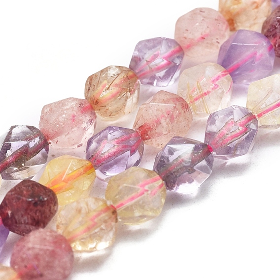 Natural Multi Color Quartz Beads Strands, Faceted, Round, Star Cut Round Beads