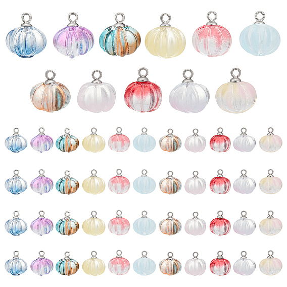 50шт. прозрачные стеклянные подвески с распылителем, цветок, с 304 нержавеющей сталью чашка перламутровый штифт скобы штифты