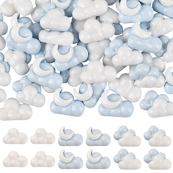 60шт 3 цветные кабошоны из непрозрачной смолы, облако