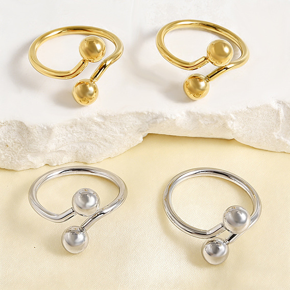 304 открытые кольца-манжеты из нержавеющей стали для женщин, круглый шар