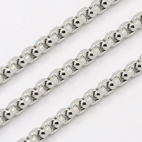 304 Stainless Steel Venetian Chains, Box Chains, Unwelded