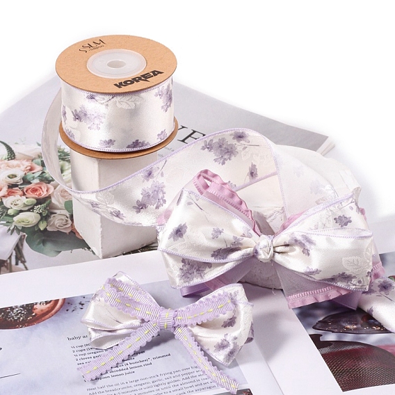 Лента из полиэстера с цветочным принтом и замком по краям, банты для волос своими руками, поделки, подарочная упаковка, аксессуары ручной работы, украшение