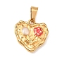 304 Stainless Steel Enamel Pendants, Heart & Flower Charms