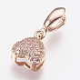 Brass Micro Pave Cubic Zirconia Ice Pick Pinch Bails, Heart
