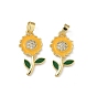 Латунные микро проложить кубического циркония подвески, с эмалью, очарование подсолнуха