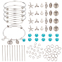DIY Ocean Theme Bangle Making Kit, Include 304 Stainless Steel Pendants & Pins & Jump Rings, 201 Stainless Steel Expandable Bangle Making, Glass Pearl Beads, Stainless Steel Color