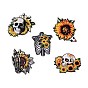 Halloween Printed Acrylic Pendants, Skull/Sunflower Charms
