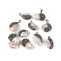 Pendentifs en perles keshi baroques naturelles, breloques pépites de perles d'eau douce, avec zircons