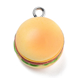 Resin Pendants, With Platinum Iron Loop, Hamburger