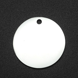201 Stainless Steel Pendants, Stamping Blank Tag, Flat Round, Laser Cut