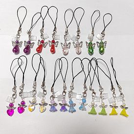 20 piezas 10 correas móviles de vidrio, acrílico y aleación de colores, con tapones antipolvo móviles de plástico, ángel