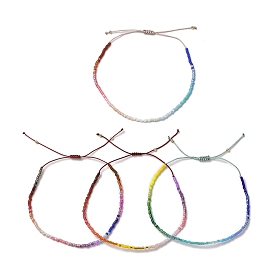 Miyuki Seed Beads Braided Bead Bracelets, Adjustable Nylon Cord Bracelets for Women