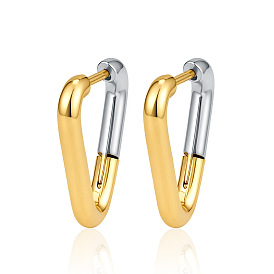 304 Stainless Steel Hoop Earrings, Golden & Stainless Steel Color