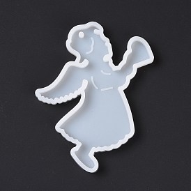 Angel with Heart Pendant Statue Silicone Molds, Portrait Sculpture Resin Casting Molds, for UV Resin, Epoxy Resin Craft Making