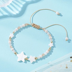 Женские плетеные браслеты из натуральных пресноводных ракушек и стеклянных бусин, звезда