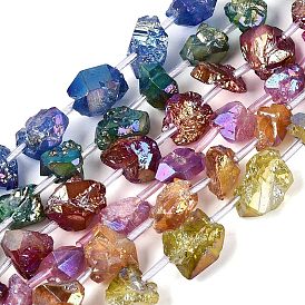 Dyed Electroplate Raw Rough Natural Amethyst Beads Strands, Nuggets, with Plastic Tube Beads
