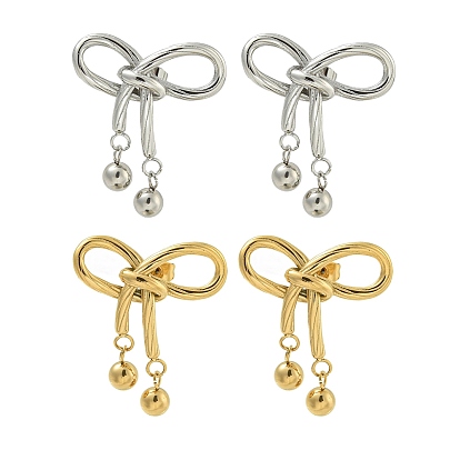 304 из нержавеющей стали серьги, полированный, бантом