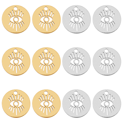 12 шт 2 стиль 304 подвески из нержавеющей стали, плоские круглые с глаз