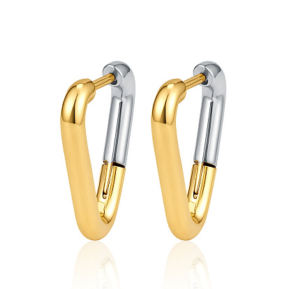 304 Stainless Steel Hoop Earrings, Golden & Stainless Steel Color