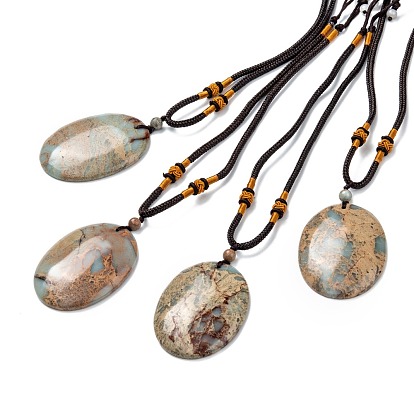 Collares con colgante graduado de jaspe aqua terra natural ajustable, con cuentas