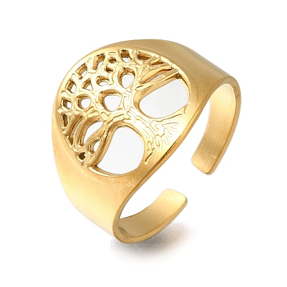 304 открытая манжета из нержавеющей стали «Древо жизни», широкое кольцо для женщин