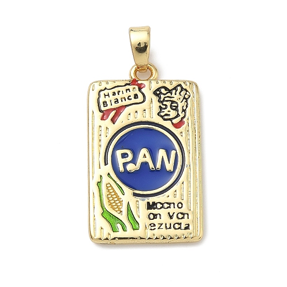 Латунные подвески, прямоугольник с амулетами из мучного хлеба, с эмалью, без кадмия и без свинца, стойки покрытие, долговечный